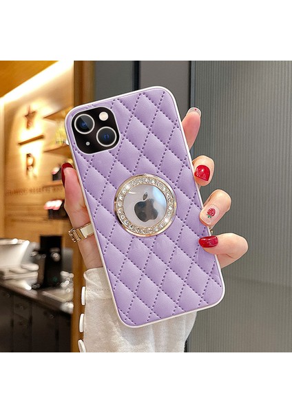 Apple iPhone 15 Plus Uyumlu Kılıf Zebana Diamond Deri Kılıf Lila