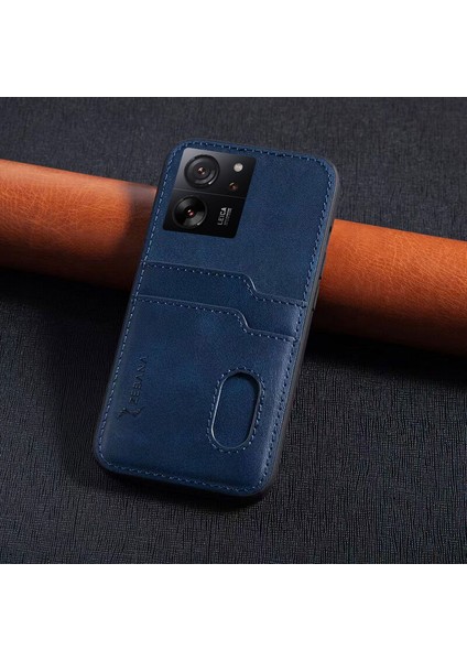 Xiaomi Mi 13T Pro Uyumlu Kılıf Zebana Kartlıklı Lüx Deri Kılıf Lacivert