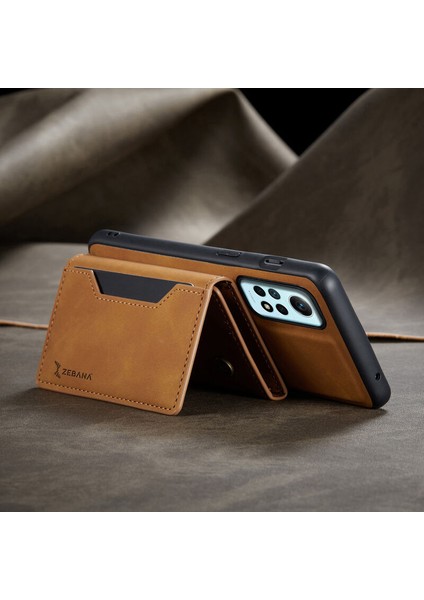 Xiaomi Redmi Note 12 Pro Uyumlu Kılıf Zebana 2in1 Elite Class Cüzdanlı Deri Kılıf Kahverengi modelleri