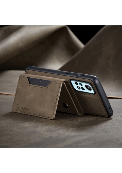 Xiaomi Redmi Note 12 Pro Uyumlu Kılıf Zebana 2in1 Elite Class Cüzdanlı Deri Kılıf Koyu Kahverengi modelleri