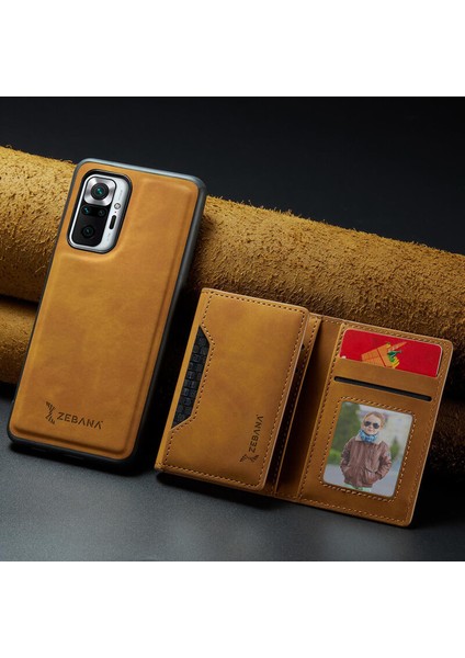 Xiaomi Redmi Note 10 Pro Max Uyumlu Kılıf Zebana 2in1 Elite Class Cüzdanlı Deri Kılıf Kahverengi modelleri