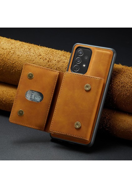 Samsung Galaxy A32 Uyumlu Kılıf Zebana 2in1 Elite Class Cüzdanlı Deri Kılıf Kahverengi
