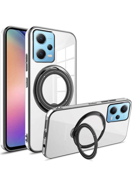 Xiaomi Redmi Note 12 Pro 5g Uyumlu Kılıf Zebana Manyetik Standlı Magsafeli Most Silikon Kılıf Siyah