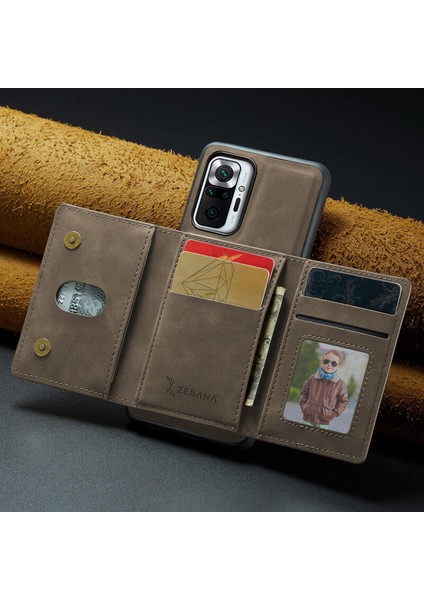 Xiaomi Redmi Note 10S Uyumlu Kılıf Zebana 2in1 Elite Class Cüzdanlı Deri Kılıf Koyu Kahverengi fiyatları