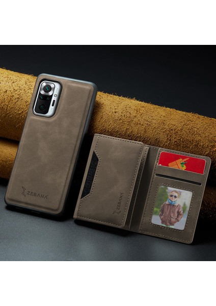 Xiaomi Redmi Note 10S Uyumlu Kılıf Zebana 2in1 Elite Class Cüzdanlı Deri Kılıf Koyu Kahverengi modelleri