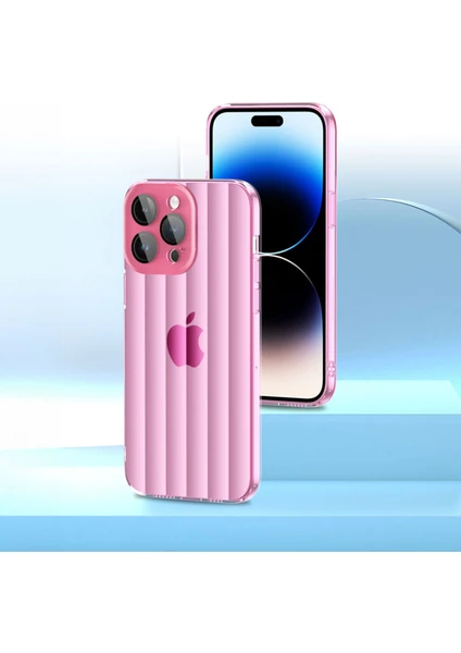 Apple iPhone 14 Pro Max Uyumlu Kılıf Zebana Bumper Silikon Kılıf (Kamera Lens Korumalı) Pembe