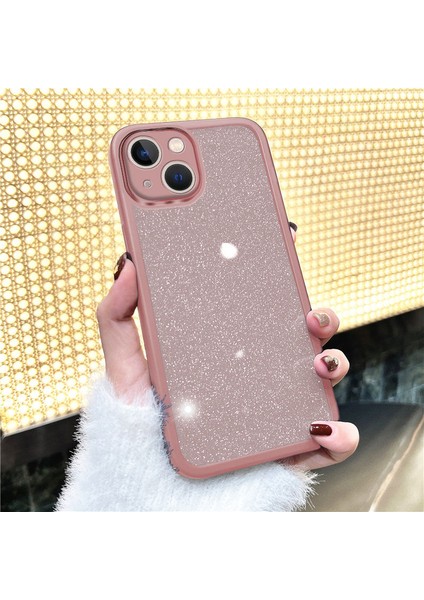 Apple iPhone 15 Plus Uyumlu Kılıf Zebana Işıltım Silikon Kılıf - Kamera Lens Korumalı Pembe