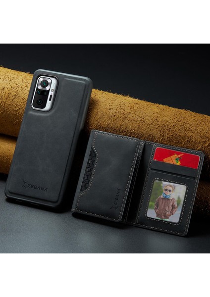 Xiaomi Redmi Note 10 Pro Max Uyumlu Kılıf Zebana 2in1 Elite Class Cüzdanlı Deri Kılıf Siyah modelleri