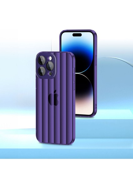 Apple iPhone 15 Pro Max Uyumlu Kılıf Zebana Bumper Silikon Kılıf (Kamera Lens Korumalı) Derin Mor