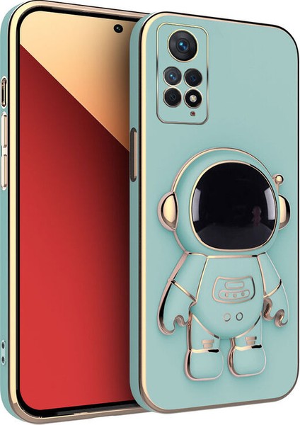 Xiaomi Redmi Note 11 4g Uyumlu Kılıf Zebana Standlı Astronot Silikon Kılıf Açık Mavi