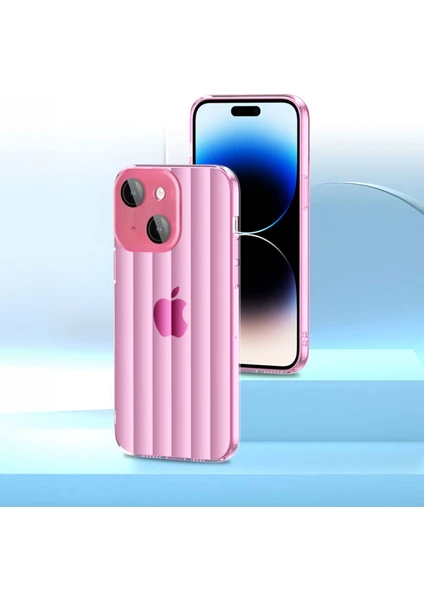 Apple iPhone 14 Uyumlu Kılıf Zebana Bumper Silikon Kılıf (Kamera Lens Korumalı) Pembe