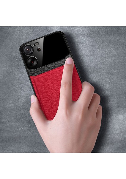 Xiaomi Mi 13T Pro Uyumlu Kılıf Zebana Lens Deri Kılıf Kırmızı modelleri