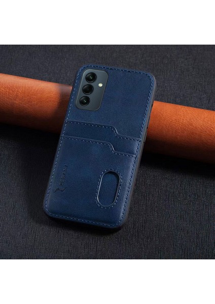 Samsung Galaxy A15 Uyumlu Kılıf Zebana Kartlıklı Lüx Deri Kılıf Lacivert