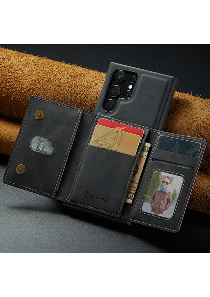 Samsung Galaxy S23 Ultra Uyumlu Kılıf Zebana 2in1 Elite Class Cüzdanlı Deri Kılıf Siyah fiyatları