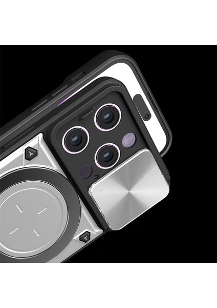 Apple iPhone 15 Pro Max Uyumlu Kılıf Zebana Manyetik Standlı Armor Silikon Kılıf Gri fiyatları