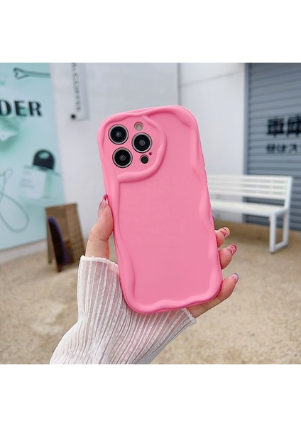 Apple iPhone 14 Pro Uyumlu Kılıf Zebana Wave Mat Silikon Kılıf Pembe