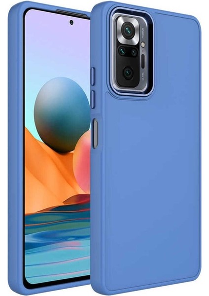 Xiaomi Redmi Note 10 Pro Uyumlu Kılıf Metal Çerçeve ve Buton Tasarımlı Silikon Luna Kapak, Lavendery Gray