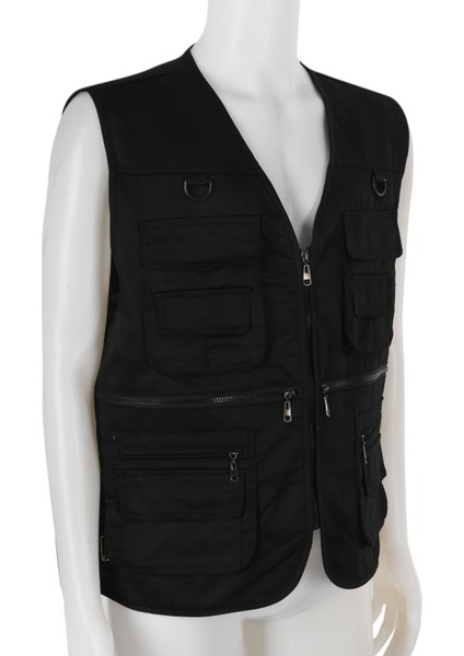 Fotoğrafçılık / Avcılık / Seyahat Dış Mekan Sporları Için Çok Cepli Fermuarlı Erkek Balıkçı Yeleği - Siyah, Xl (Yurt Dışından) fırsatları