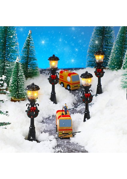 4 Adet Mini Noel Fener Direği Tren Lambası Minyatür Sokak Lambası Dıy Dollhouse Köy Yolu Için Dekoratif Işıklar (Yurt Dışından)