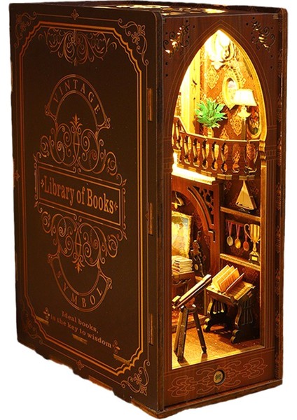Dıy Kitap Köşesi Seti, Kitaplık Dekoru Için 3D Ahşap Bulmaca Kitap Ayracı, Yetişkinler Için Işık Model Kitleri ile (Yurt Dışından)