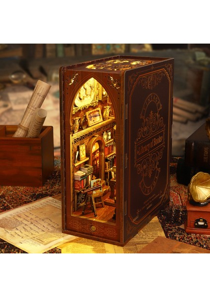 Dıy Kitap Köşesi Seti, Kitaplık Dekoru Için 3D Ahşap Bulmaca Kitap Ayracı, Yetişkinler Için Işık Model Kitleri ile (Yurt Dışından)