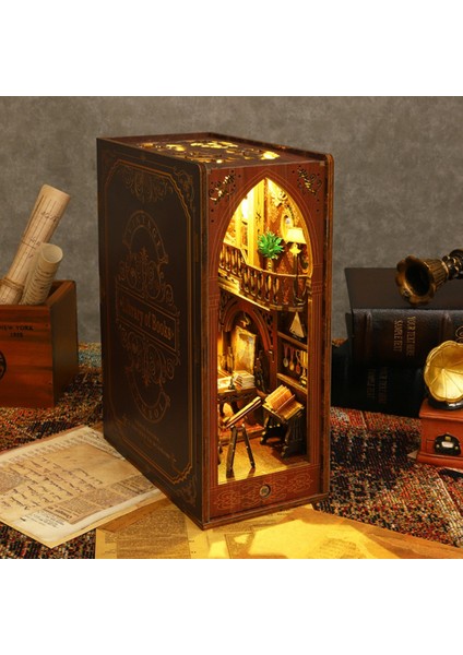 Dıy Kitap Köşesi Seti, Kitaplık Dekoru Için 3D Ahşap Bulmaca Kitap Ayracı, Yetişkinler Için Işık Model Kitleri ile (Yurt Dışından)