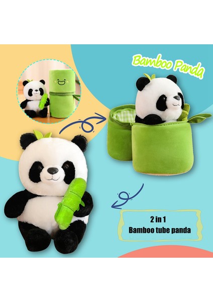2 In 1 Sevimli Bambu Tüp Panda Peluş Kawaii Gözyaşı Panda Dolması Hayvan Peluş Süper Yumuşak Sarılma Yastık (Yurt Dışından)