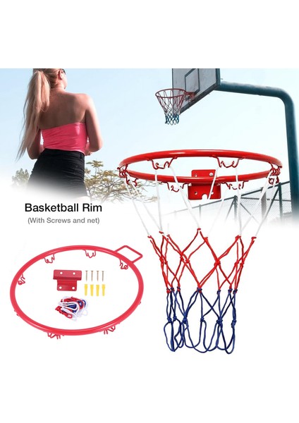 32 cm Duvara Monte Basketbol Potası Netleştirme Metal Jant Asılı Sepet Sepeti-Top Duvar Jantı Vidalar ile Kapalı Açık Spor (Yurt Dışından)