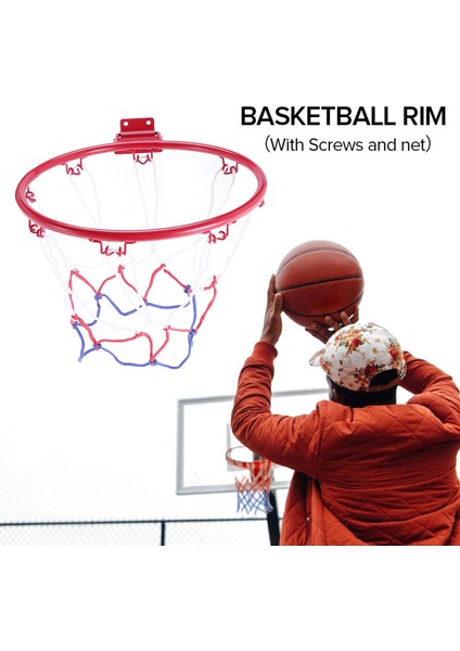 32 cm Duvara Monte Basketbol Potası Netleştirme Metal Jant Asılı Sepet Sepeti-Top Duvar Jantı Vidalar ile Kapalı Açık Spor (Yurt Dışından)
