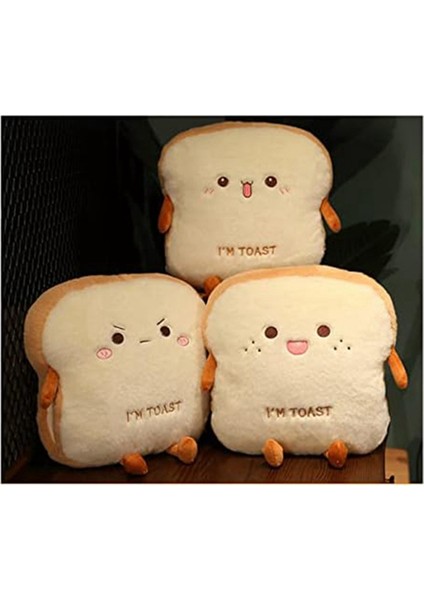 Tost Ekmeği Peluş Yastık, Komik Dilimlenmiş Ekmek Dolması Yastık, El Cebi ile Sevimli Ifade Gıda Peluş Şekerleme Yastığı A (Yurt Dışından)