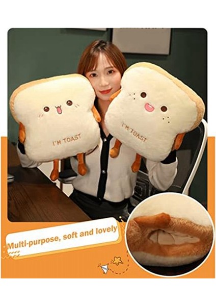 Tost Ekmeği Peluş Yastık, Komik Dilimlenmiş Ekmek Dolması Yastık, El Cebi ile Sevimli Ifade Gıda Peluş Şekerleme Yastığı A (Yurt Dışından)