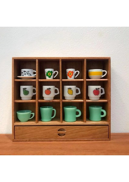 1/6 Bardak Tutucu Depolama Rafı Katı Ahşap Mini Kitaplık Dolabı Bebek Evi Mini Model Dollhouse Çalışma Odası Aksesuarları B (Yurt Dışından)