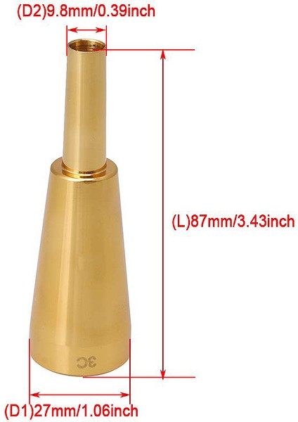 Yamaha Veya Bach Conn ve King Trompet C Trompet Için 3c Trompet Ağızlık Gold Meg Metal Trompet (Yurt Dışından)
