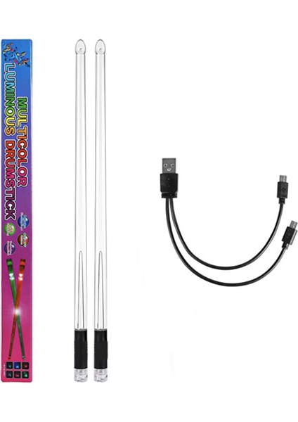 LED Işık Yayan Bagetler 15 Renk Gradyan USB Şarj Edilebilir + Sahne Performansı Için Anahtar Elektronik Bagetler (Yurt Dışından)