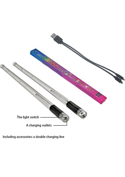 LED Işık Yayan Bagetler 15 Renk Gradyan USB Şarj Edilebilir + Sahne Performansı Için Anahtar Elektronik Bagetler (Yurt Dışından) fiyatları
