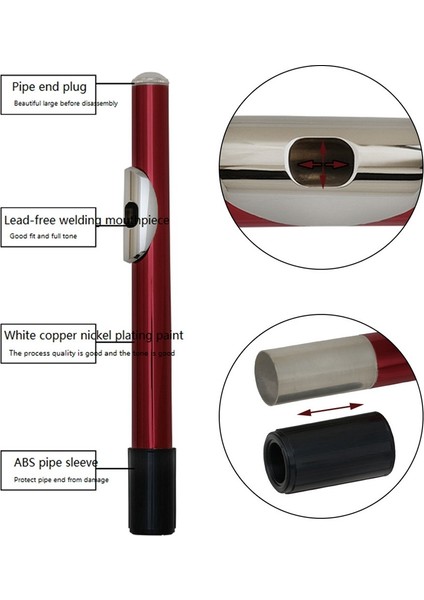 22.5 cm Nikel Kaplama Metal Flüt Kafa Ortak Headjoint Ağızlık Yedek Nefesli Enstrüman Aksesuarları, Kırmızı (Yurt Dışından) fiyatları