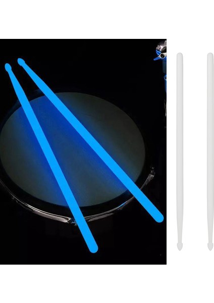 Çift 5A Aydınlık Davul Sopa Bateri Seti Floresan Drumsticks Caz Drumsticks Sahne Karanlıkta Glow Davul Aksesuarları Mavi (Yurt Dışından)