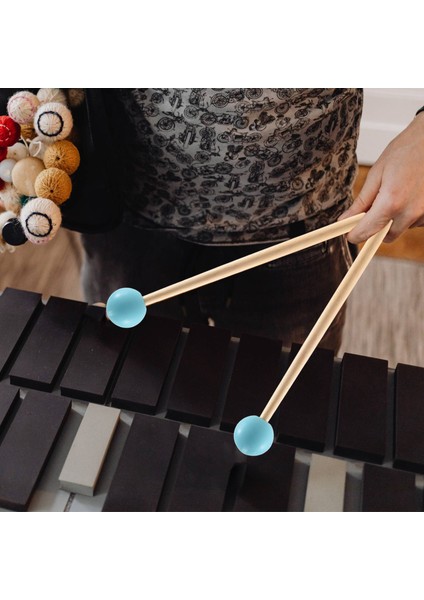 2 Adet Yumuşak Kauçuk Kafa Sopa Ahşap Saplı Çan Tokmaklar Glockenspiel Ksilofon Çan Müzik Aletleri Parçaları Yeşil (Yurt Dışından)