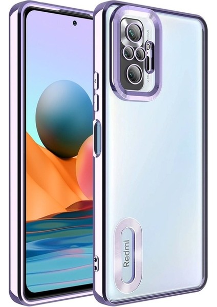 Xiaomi Redmi Note 10 Pro Uyumlu Kılıf Kamera Korumalı Logo Gösteren Omega Kapak, Lila