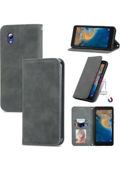 Zte Blade Zte Lite Cüzdan Fermuar Deri Kılıf Basit Iş Için Kılıf (Yurt Dışından)