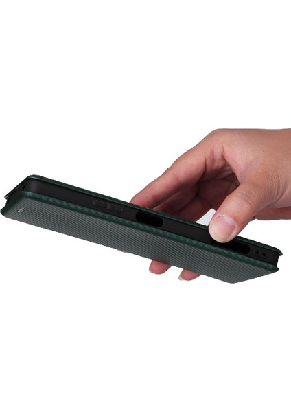 Sony Xperia Pro-I Deri Folio Flip Case Için Kılıf Manyetik Karbon Fiber (Yurt Dışından)