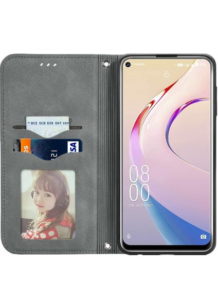 Oukitel C21 Pro Kordon Fermuar Deri Kılıf Cüzdan Için Kılıf Basit (Yurt Dışından)