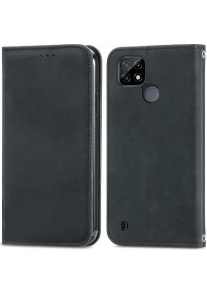 Realme C21 Kordon Deri Çanta Cüzdan Basit Iş Fermuar Için Kılıf (Yurt Dışından) modelleri