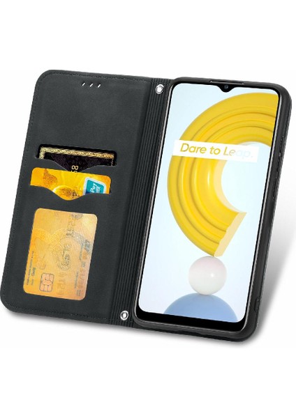 Realme C21 Kordon Deri Çanta Cüzdan Basit Iş Fermuar Için Kılıf (Yurt Dışından) indirimleri