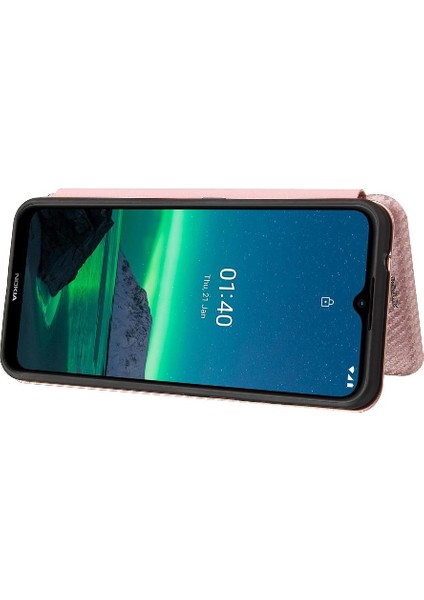 Kart Tutucu Kickstand Manyetik Karbon Fiber Kartı ile Nokia 1.4 Için Kılıf (Yurt Dışından)