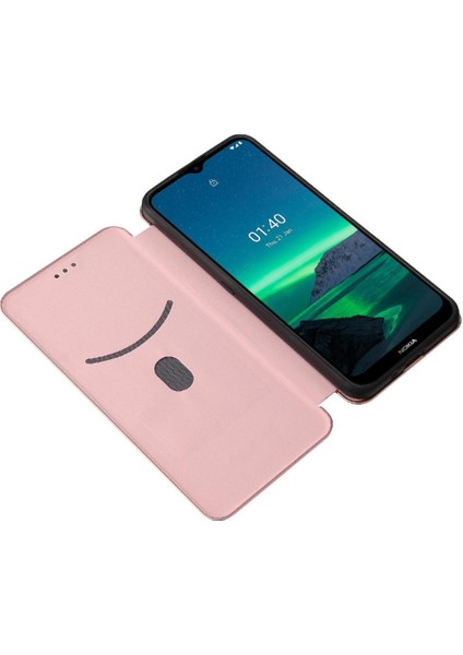 Kart Tutucu Kickstand Manyetik Karbon Fiber Kartı ile Nokia 1.4 Için Kılıf (Yurt Dışından)