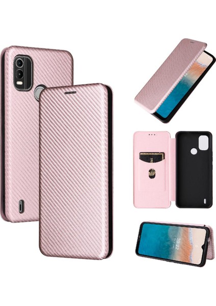 Kart Tutucu Karbon ile Nokia C21 Artı Deri Folio Flip Case Için Kılıf (Yurt Dışından)