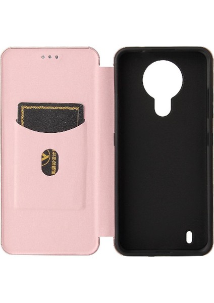 Kart Tutucu Kickstand Manyetik Karbon Fiber Kartı ile Nokia 1.4 Için Kılıf (Yurt Dışından)