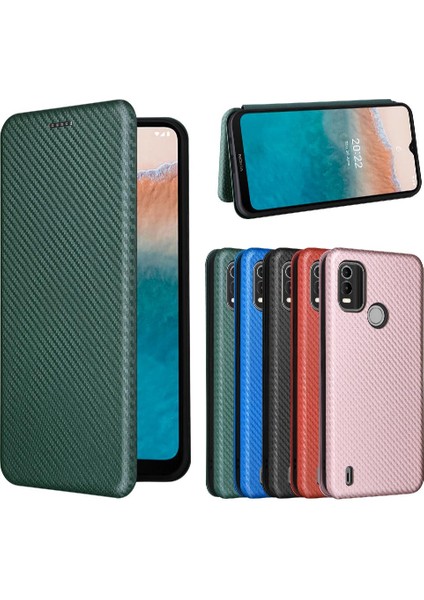 Kart Tutucu Karbon ile Nokia C21 Artı Deri Folio Flip Case Için Kılıf (Yurt Dışından)