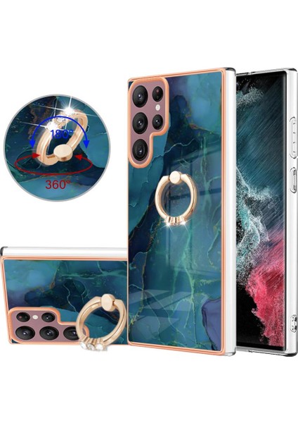 Samsung Galaxy S23 Ultra 5g Için Kılıf 360 &deg; Dönebilir Halka Tampon Mermer Tpu (Yurt Dışından)